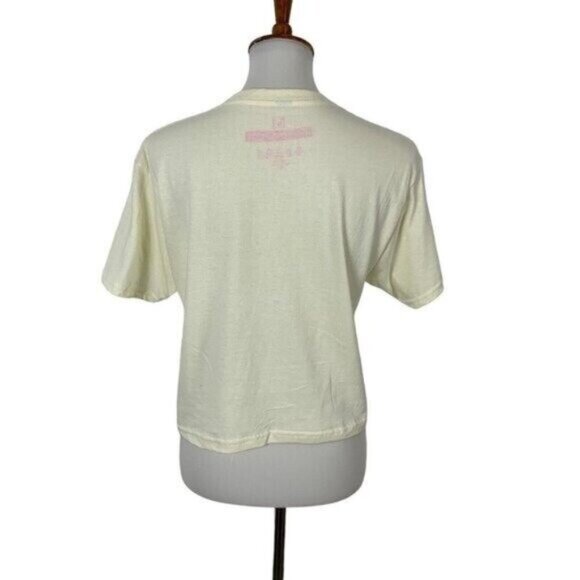 OneBrand Crop Top Medium Ivory Short Sleeve Graphic Y2K Retro Tee - Picture 3 of 4